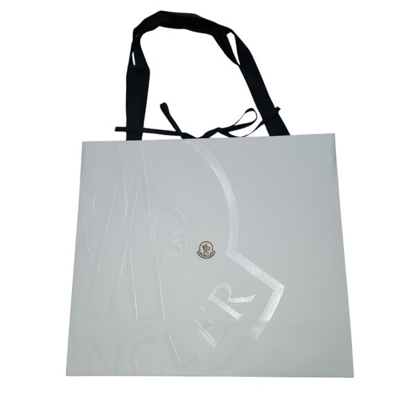 Moncler White Gift Bag Embossed Logo Empty Reusable Decorative Shopping 19 x 16 - Picture 15 of 15